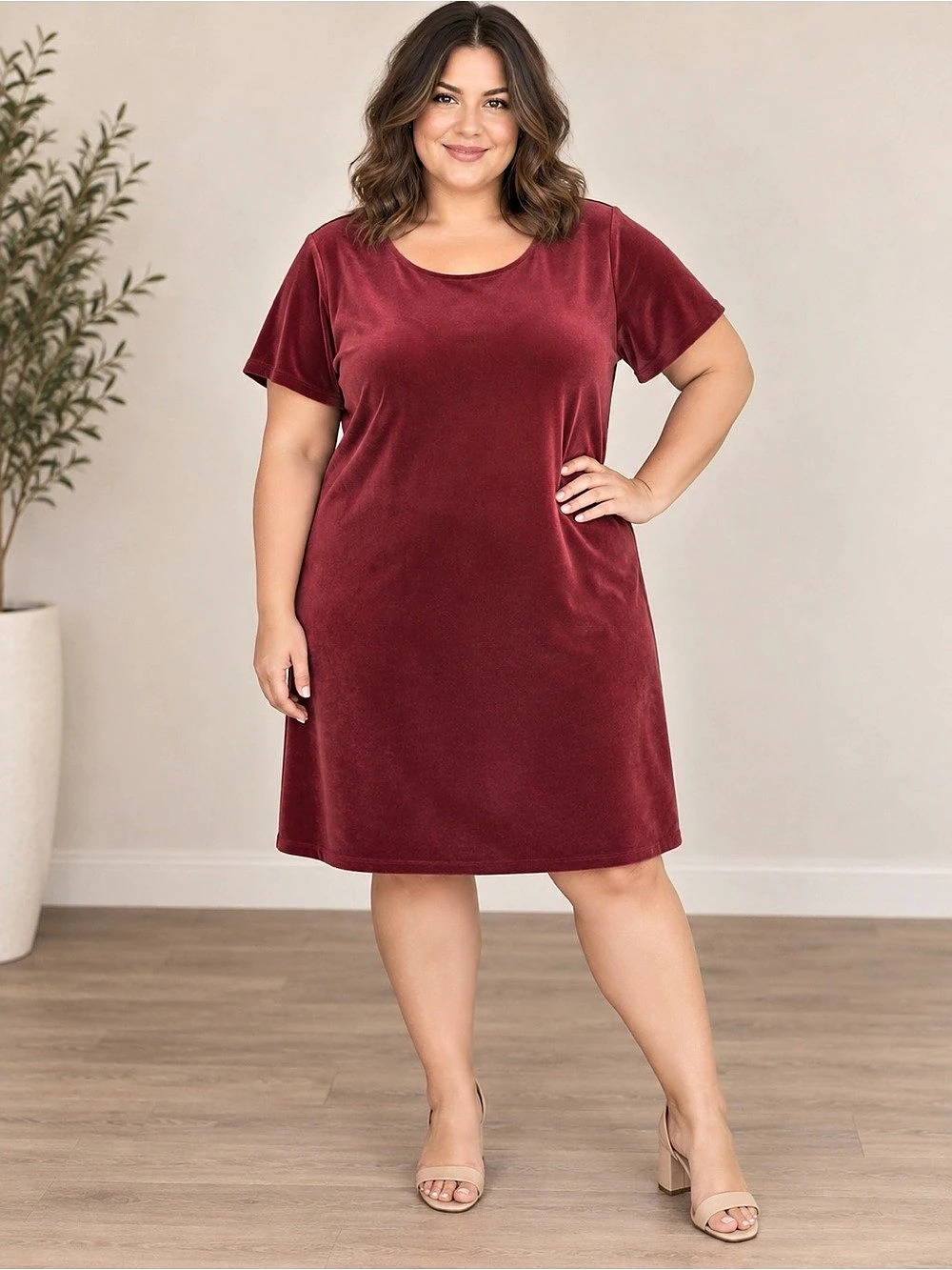 RONNI NICOLE Burgundy Mid knee Dress Like New